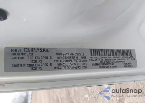 2021 Ram Promaster City Tradesman Slt z USA, uszkodzony, nr VIN ZFBHRFBB7M6V27548